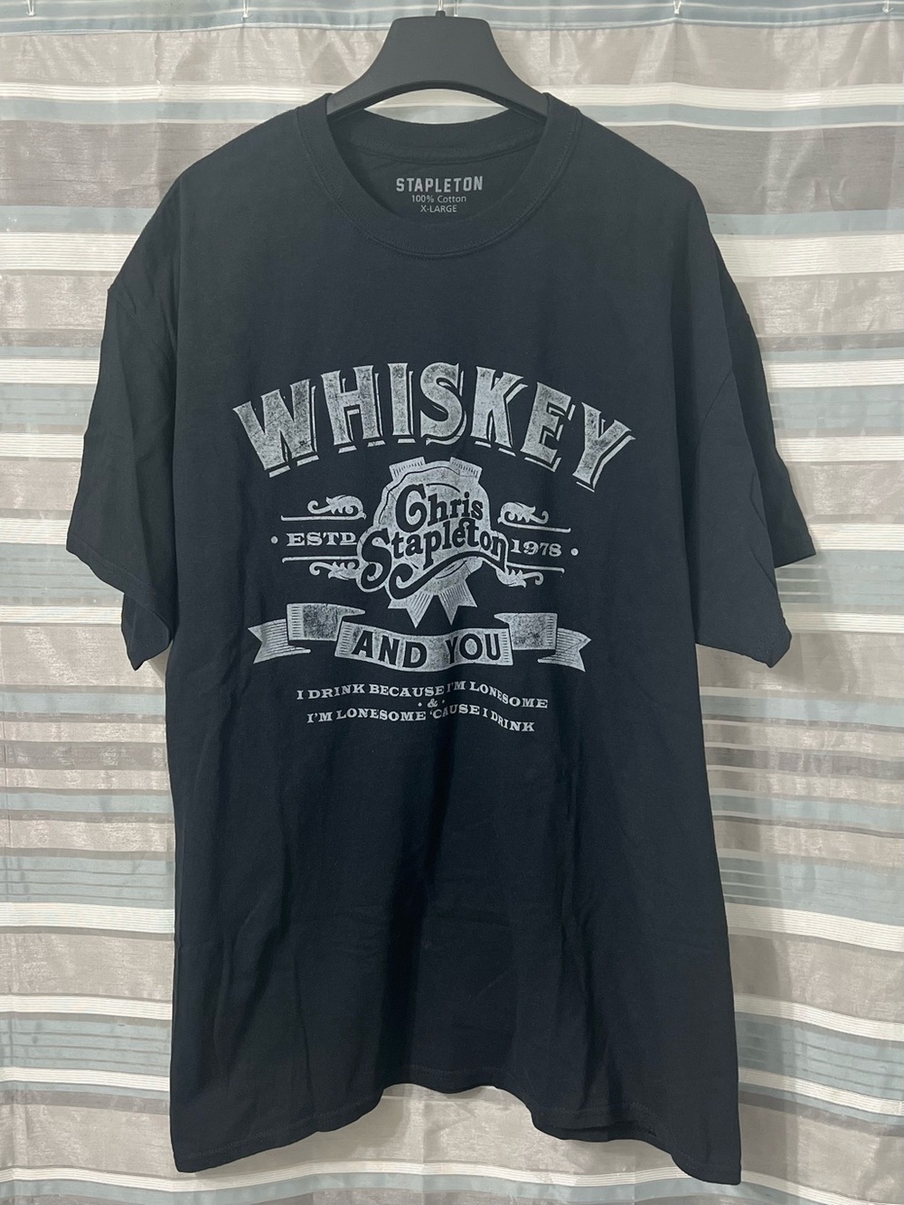 Chris Stapleton 'Whiskey And You' Short Sleeve Tee - Black with White Print